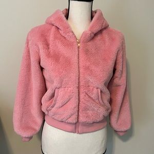 NWOT girls’ pink faux fur coat! Size 10